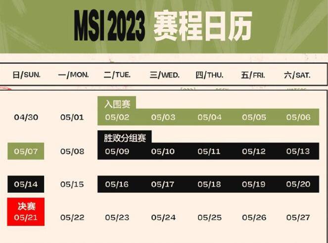 2023msi赛程日期