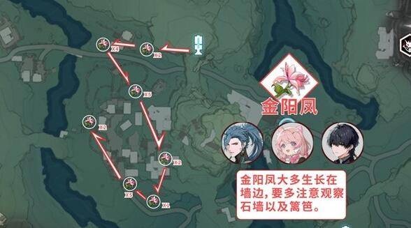 鸣潮花卉材料收集路线