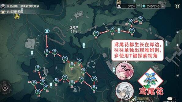 鸣潮花卉材料收集路线